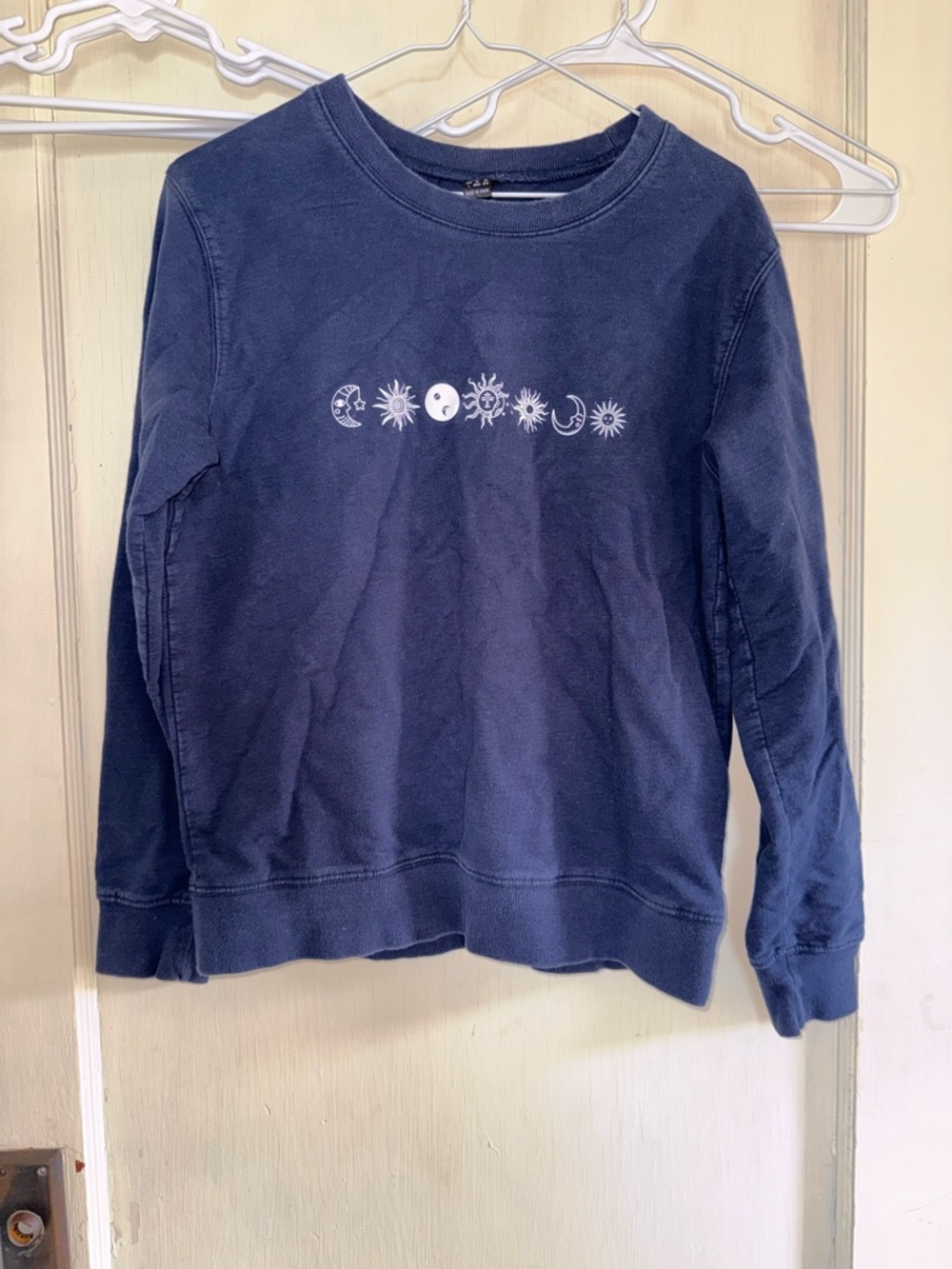 Navy Blue Celestial Graphic Crewneck Sweatshirt